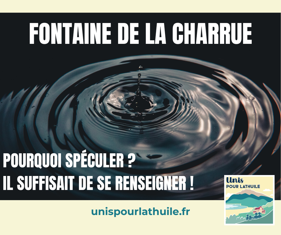 Clarification suite au post Facebook d'Avançons Ensemble (le 5/03) sur l’eau à Lathuile